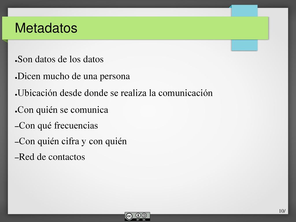 Metadatos Son datos de los datos Dicen mucho de una persona