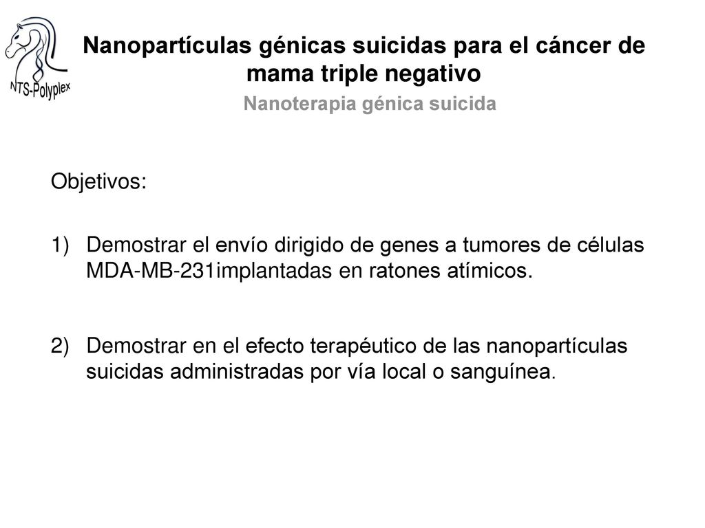 Nanopartículas génicas suicidas para el cáncer de mama triple negativo