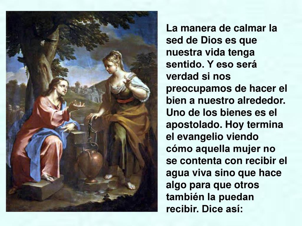 La manera de calmar la sed de Dios es que nuestra vida tenga sentido