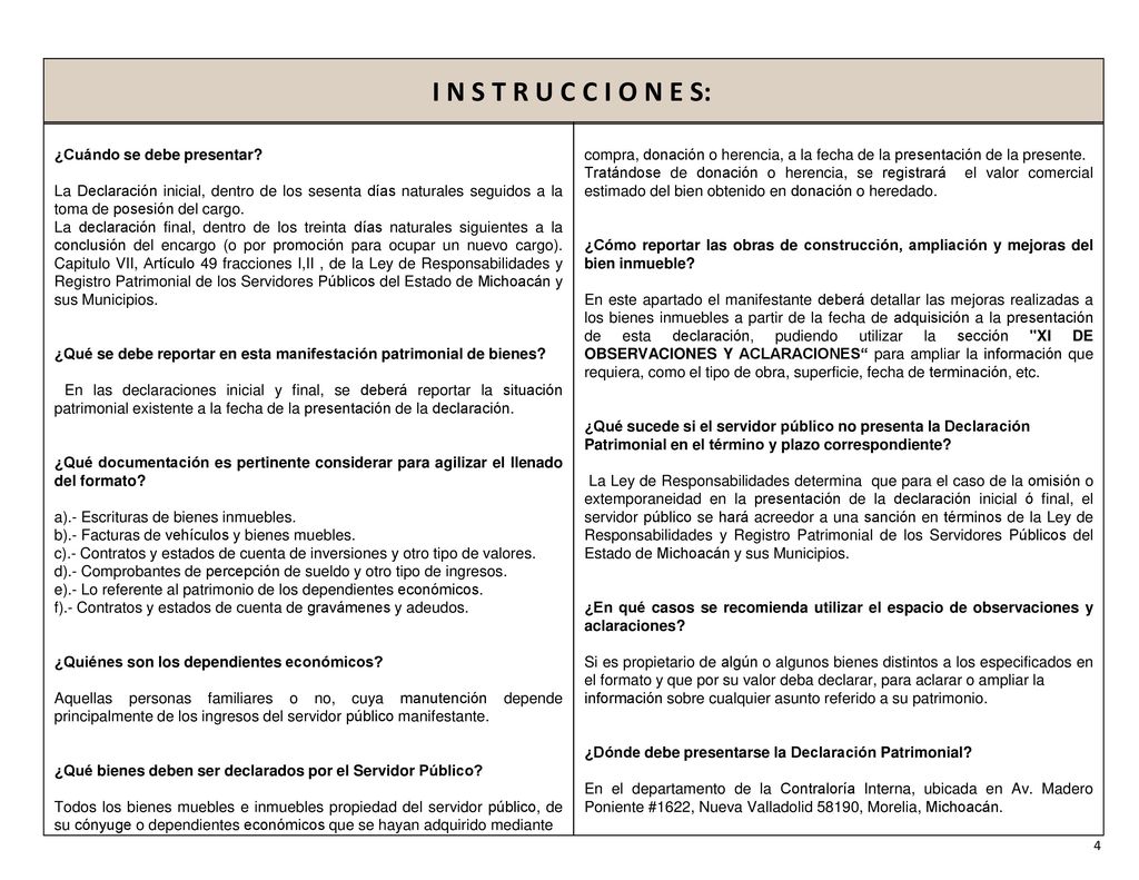 I N S T R U C C I O N E S: ¿Cuándo se debe presentar