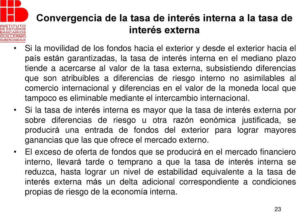 Convergencia de la tasa de interés interna a la tasa de interés externa