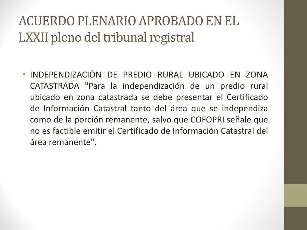 ACUERDO PLENARIO APROBADO EN EL LXXII pleno del tribunal registral