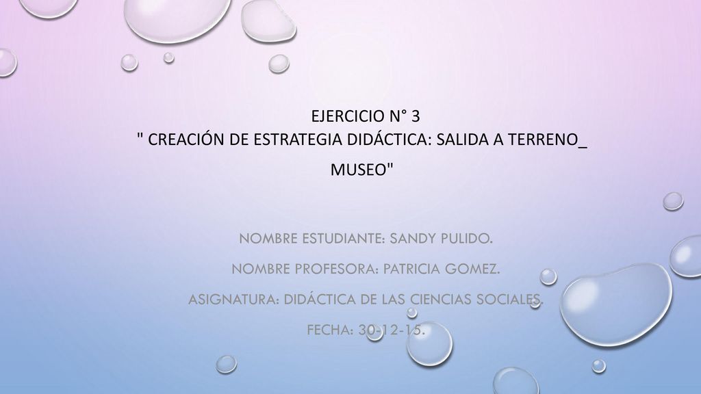 Ejercicio n° 3 Creación de estrategia didáctica: Salida a terreno_ Museo