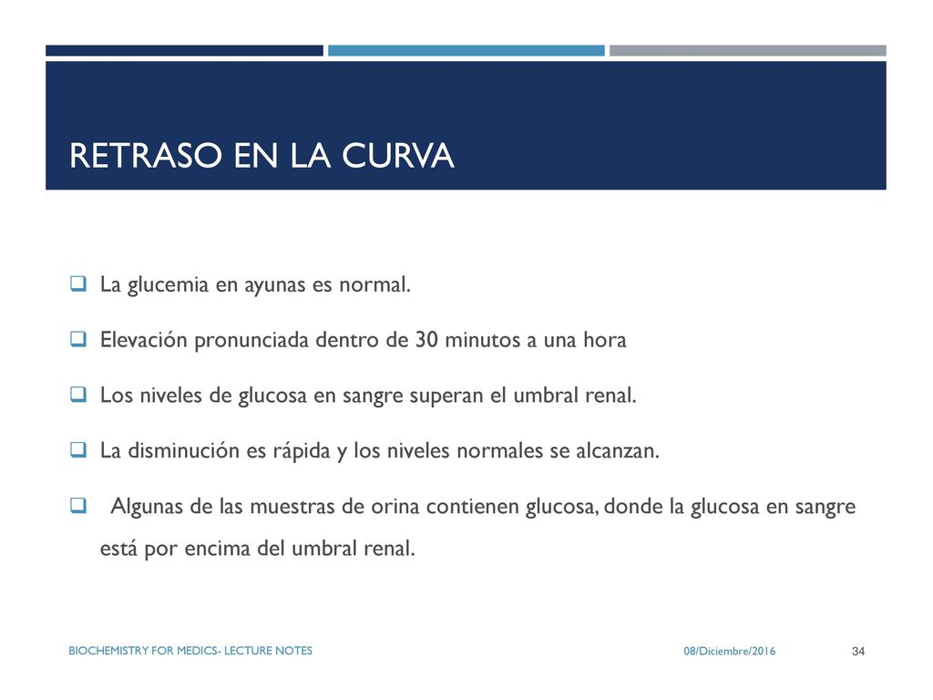 Retraso en la Curva La glucemia en ayunas es normal.