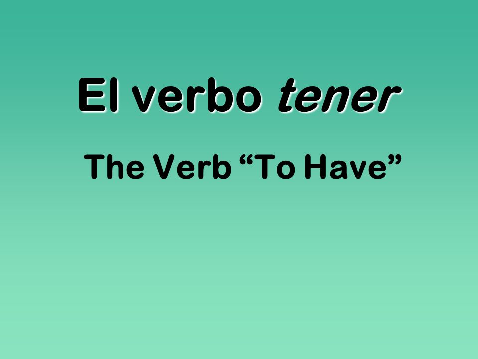 El verbo tener The Verb To Have