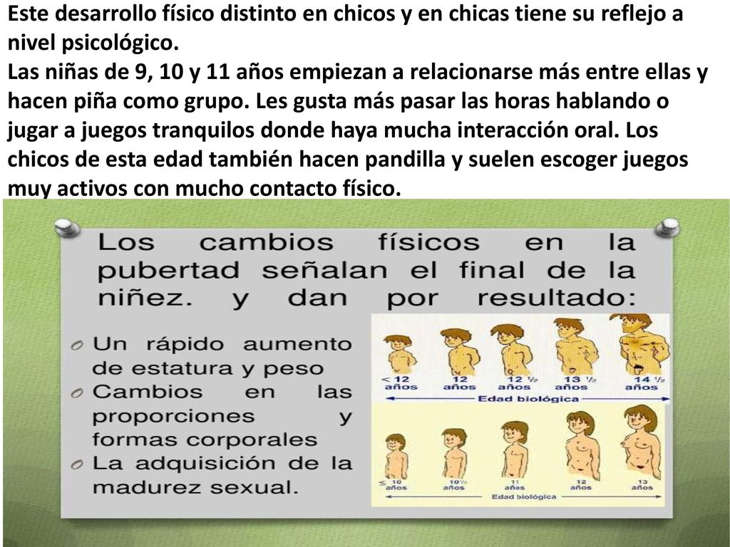 Este desarrollo físico distinto en chicos y en chicas tiene su reflejo a nivel psicológico.