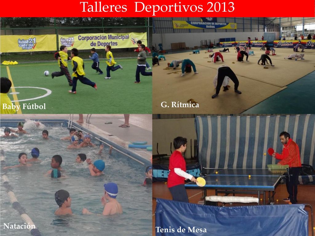 Talleres Deportivos 2013 Baby Fútbol G. Rítmica Natación Tenis de Mesa