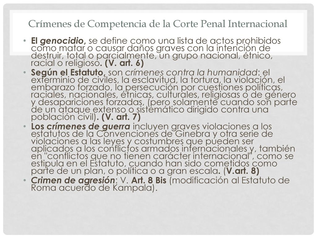 Crímenes de Competencia de la Corte Penal Internacional