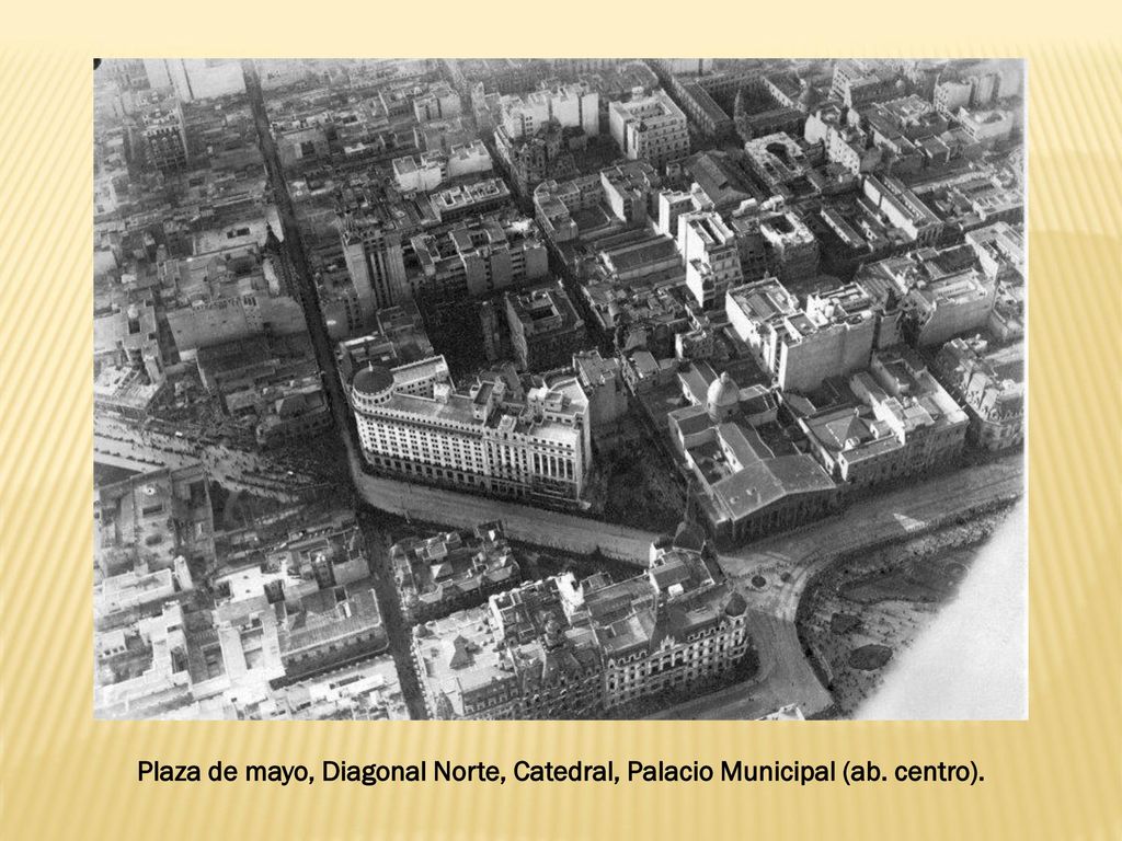 Plaza de mayo, Diagonal Norte, Catedral, Palacio Municipal (ab. centro).