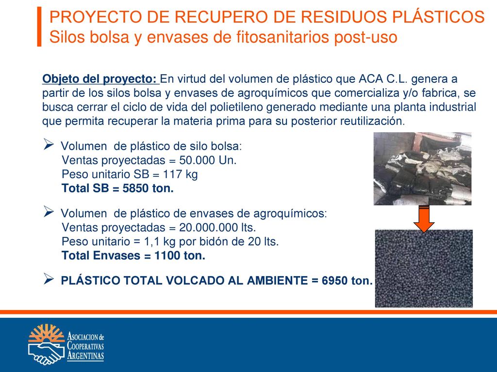 PROYECTO DE RECUPERO DE RESIDUOS PLÁSTICOS Silos bolsa y envases de fitosanitarios post-uso