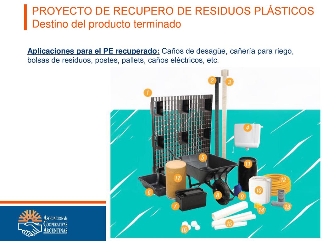 PROYECTO DE RECUPERO DE RESIDUOS PLÁSTICOS Destino del producto terminado