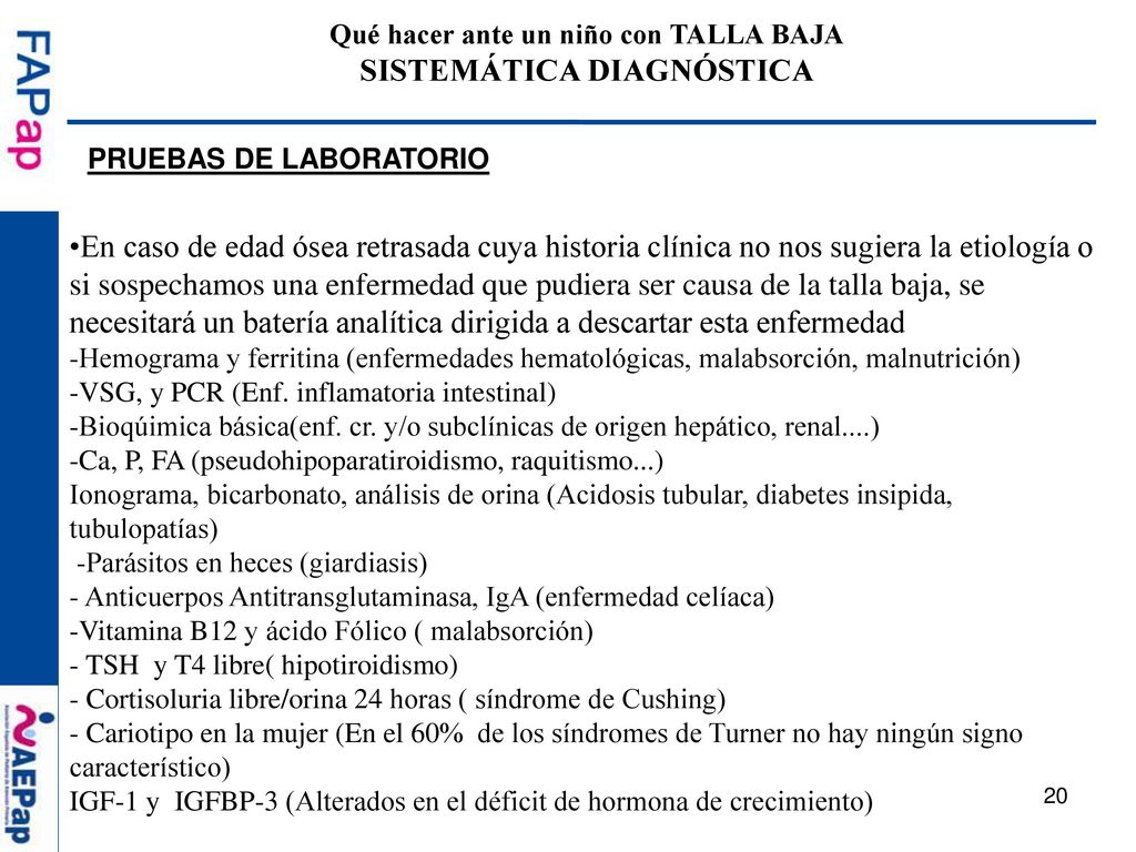 Qué hacer ante un niño con TALLA BAJA SISTEMÁTICA DIAGNÓSTICA