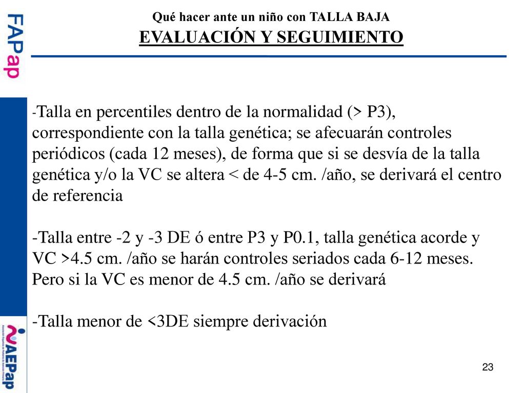 Qué hacer ante un niño con TALLA BAJA EVALUACIÓN Y SEGUIMIENTO
