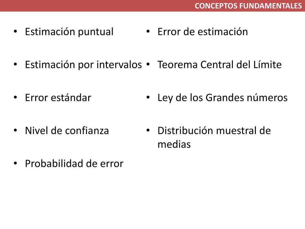 Estimación por intervalos Error estándar Nivel de confianza