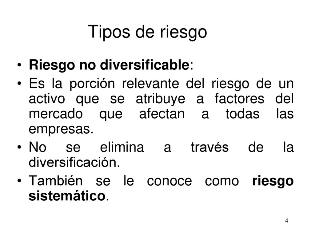Tipos de riesgo Riesgo no diversificable: