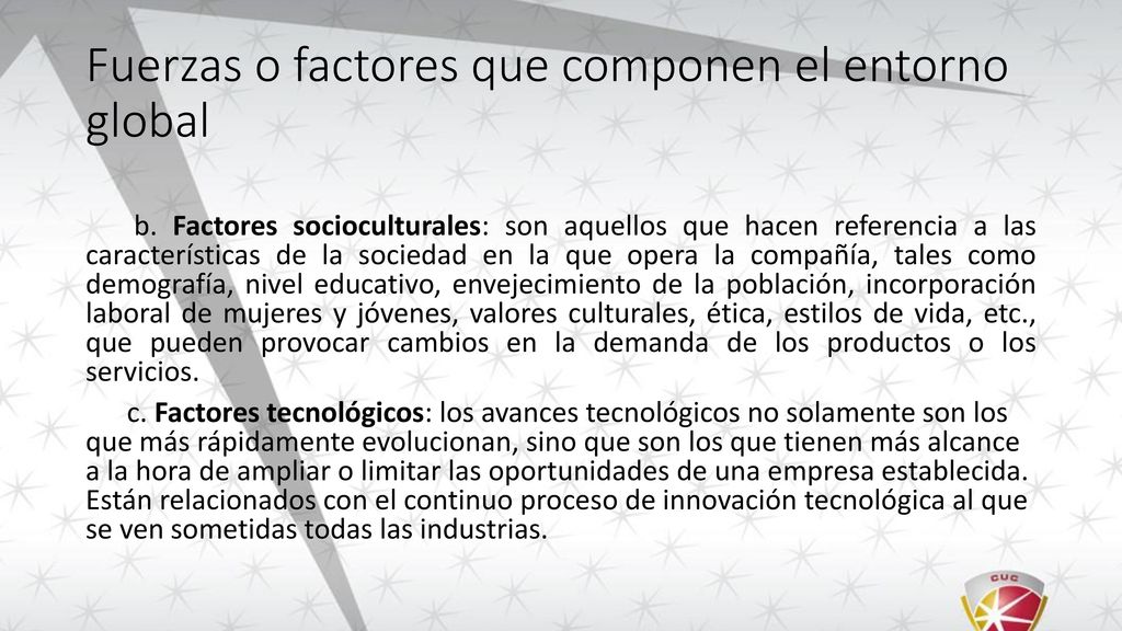 Fuerzas o factores que componen el entorno global
