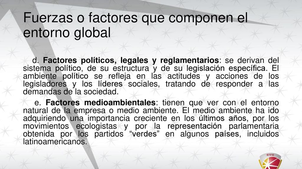 Fuerzas o factores que componen el entorno global