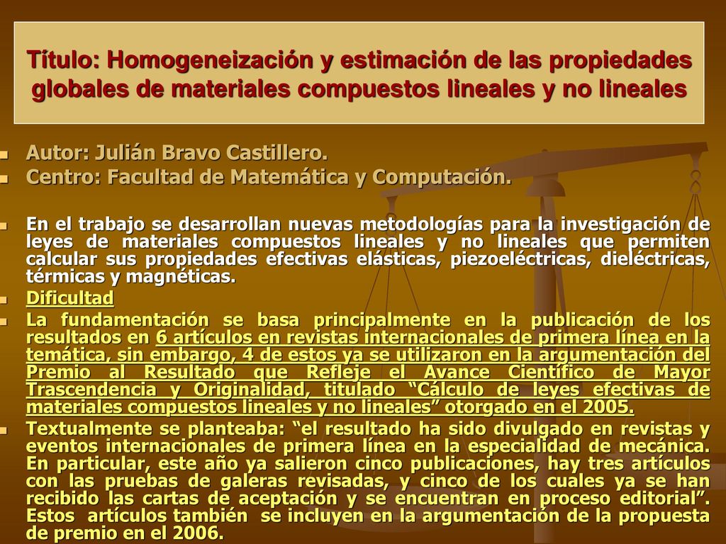 Título: Homogeneización y estimación de las propiedades globales de materiales compuestos lineales y no lineales