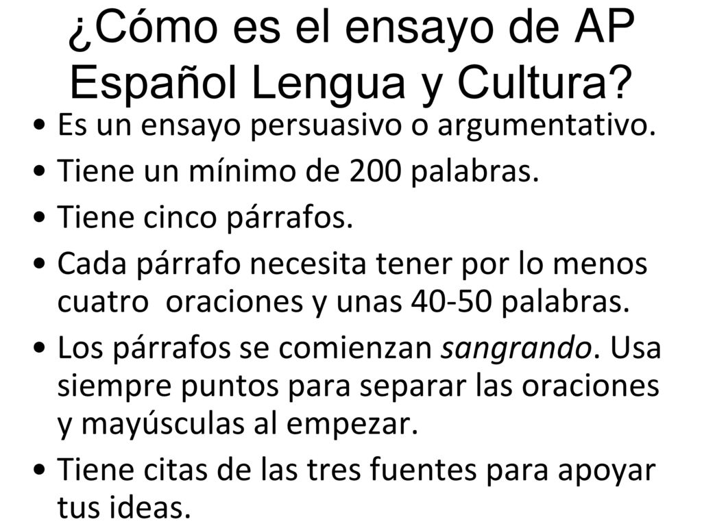 ¿Cómo es el ensayo de AP Español Lengua y Cultura
