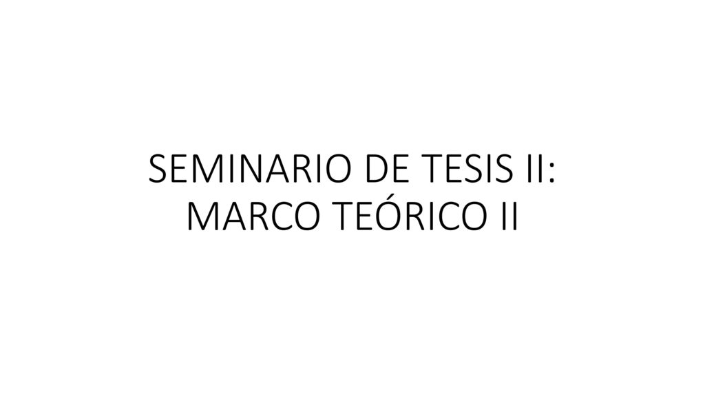 SEMINARIO DE TESIS II: MARCO TEÓRICO II