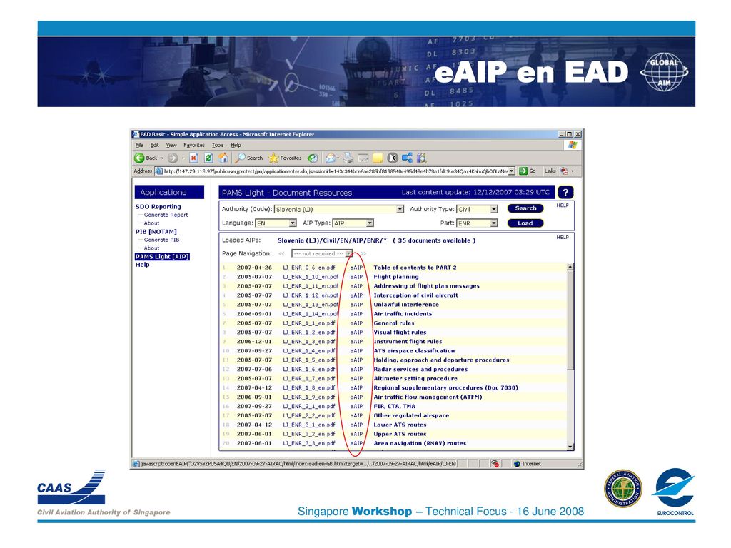 eAIP en EAD Singapore Workshop – Technical Focus - 16 June 2008