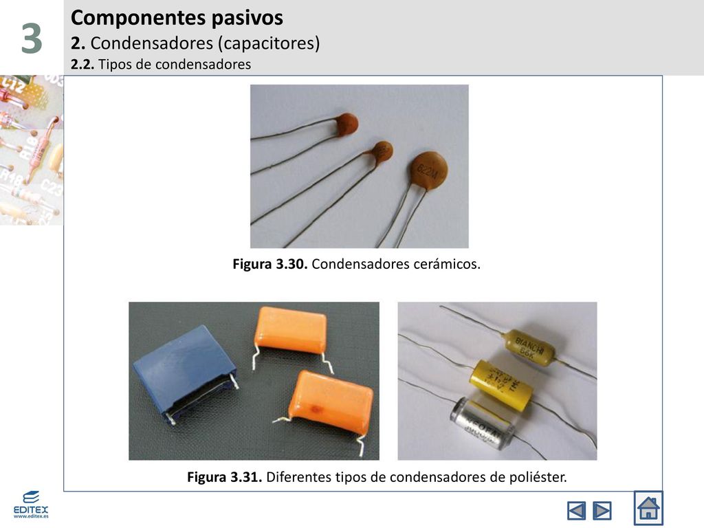 3 Componentes pasivos 2. Condensadores (capacitores) 2.2. Tipos de condensadores. Figura Condensadores cerámicos.