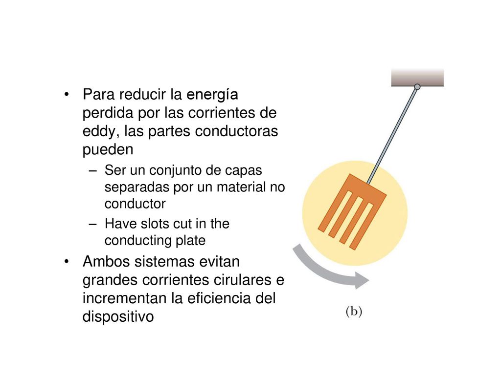 Para reducir la energía perdida por las corrientes de eddy, las partes conductoras pueden