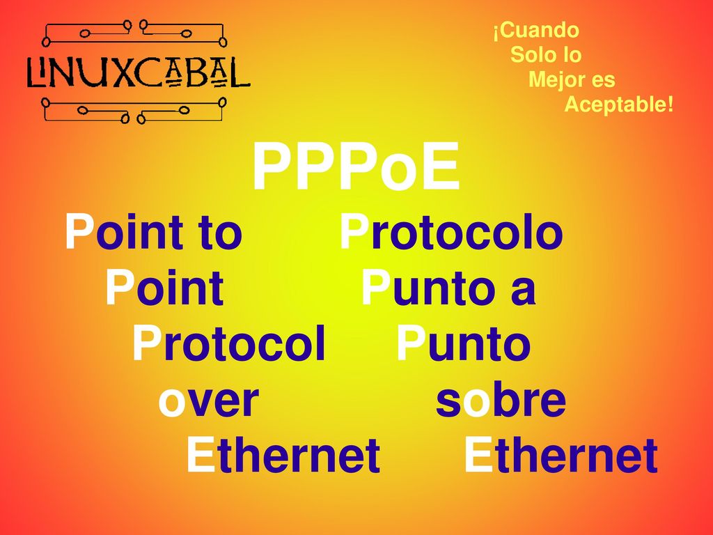PPPoE Point to Protocolo Point Punto a Protocol Punto over sobre