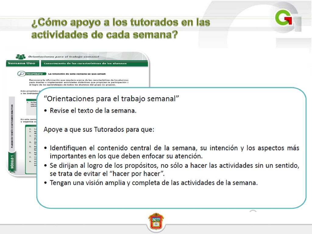 ¿Cómo apoyo a los tutorados en las actividades de cada semana