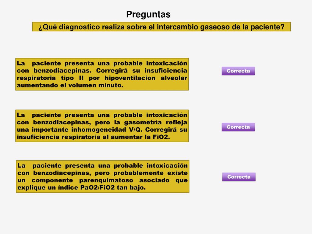 ¿Qué diagnostico realiza sobre el intercambio gaseoso de la paciente