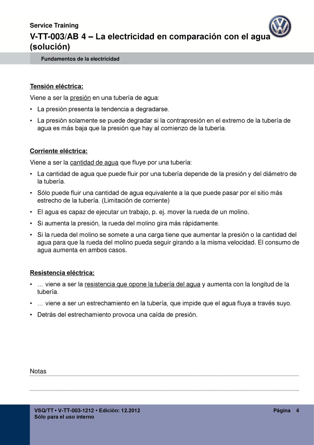 V-TT-003/AB 4 – La electricidad en comparación con el agua (solución)