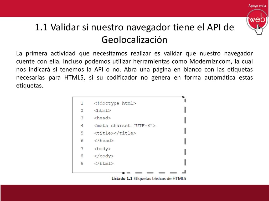 1.1 Validar si nuestro navegador tiene el API de Geolocalización