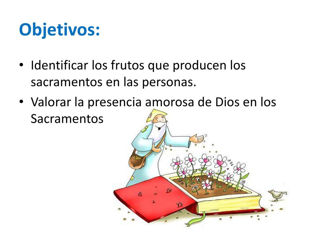 Objetivos: Identificar los frutos que producen los sacramentos en las personas.