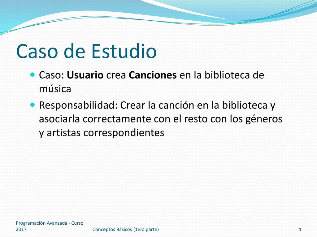 Caso de Estudio Caso: Usuario crea Canciones en la biblioteca de música.