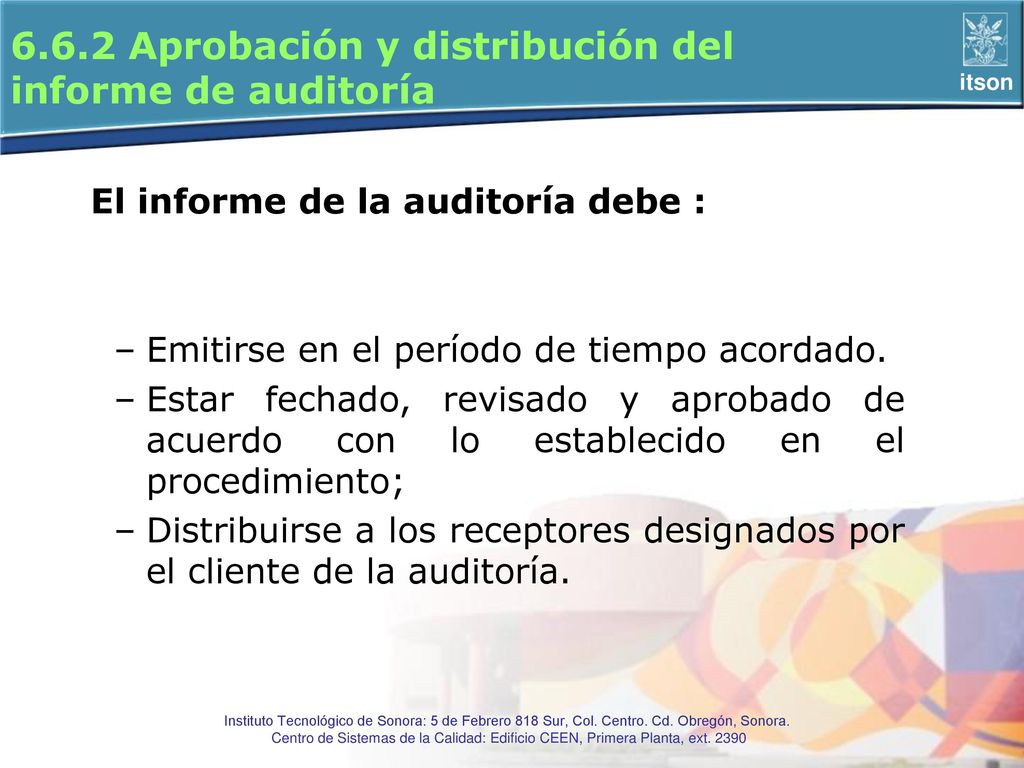 6.6.2 Aprobación y distribución del informe de auditoría