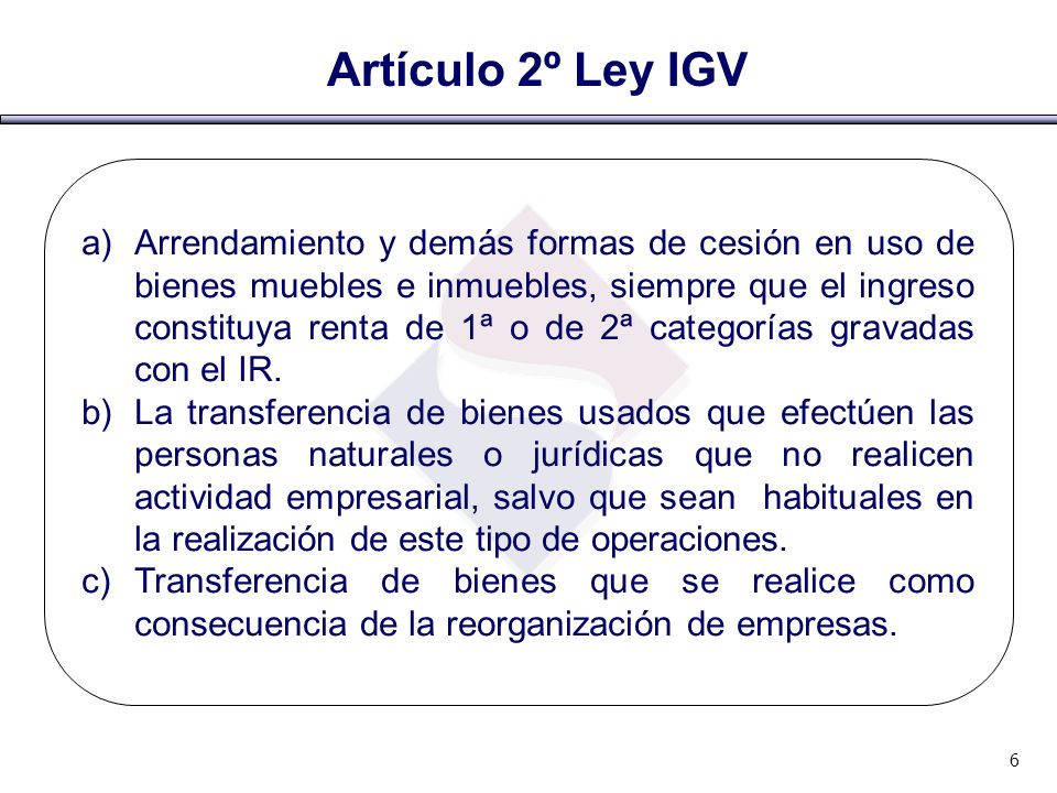 Artículo 2º Ley IGV