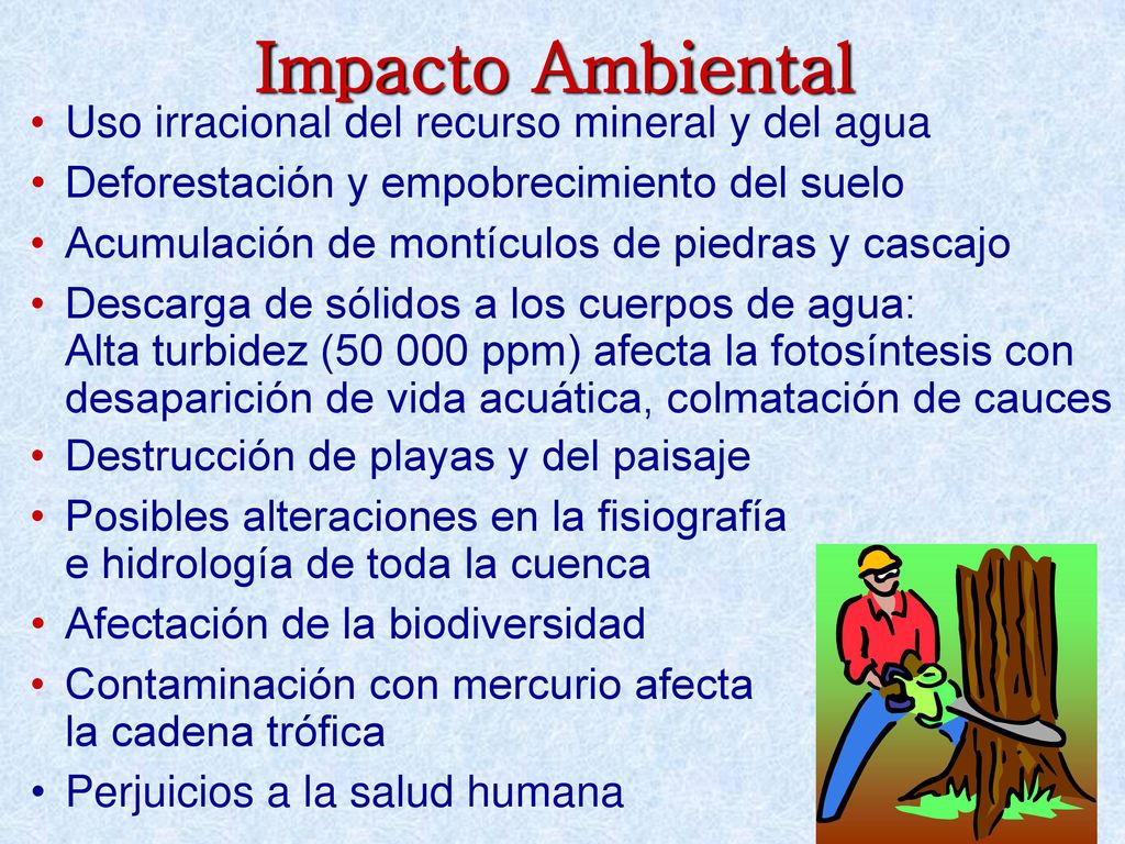 Impacto Ambiental Uso irracional del recurso mineral y del agua