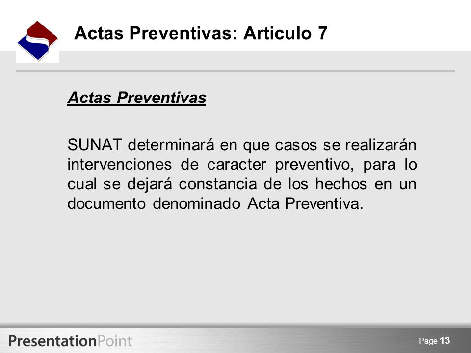 Actas Preventivas: Articulo 7