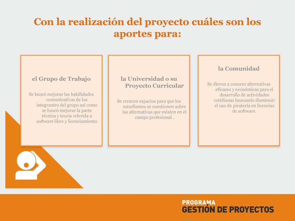 Con la realización del proyecto cuáles son los aportes para: