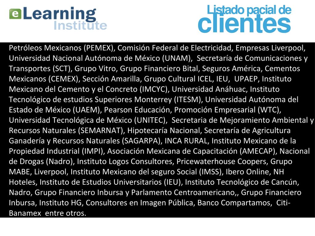 Listado pacial de clientes