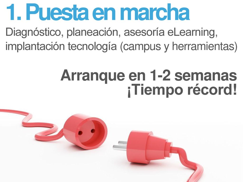 1. Puesta en marcha Arranque en 1-2 semanas ¡Tiempo récord!