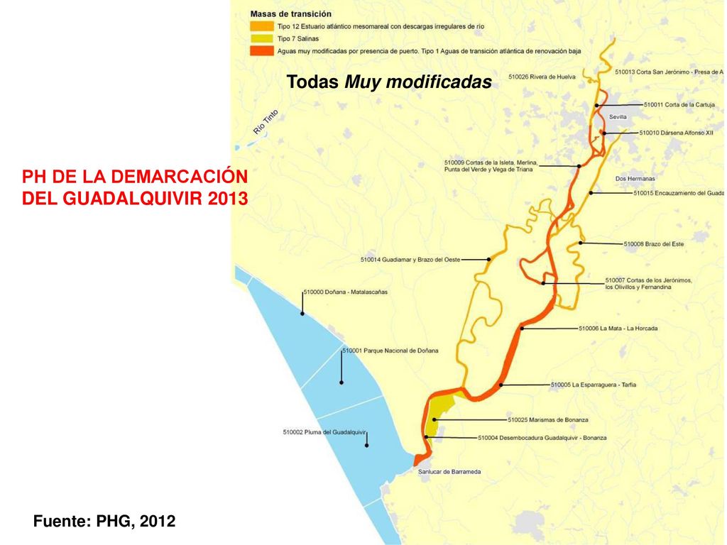 Todas Muy modificadas PH DE LA DEMARCACIÓN DEL GUADALQUIVIR 2013