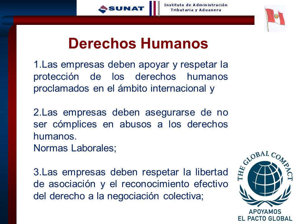 Derechos Humanos 1.Las empresas deben apoyar y respetar la protección de los derechos humanos proclamados en el ámbito internacional y.