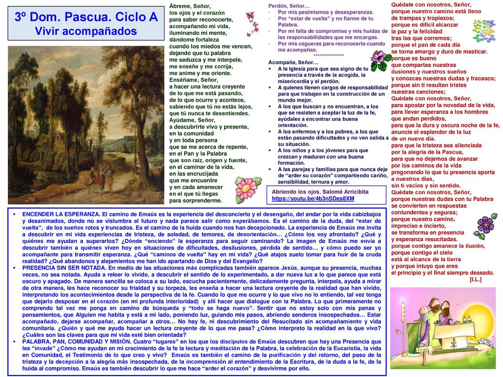 3º Dom. Pascua. Ciclo A Vivir acompañados Quédate con nosotros, Señor,