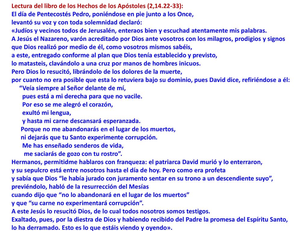 Lectura del libro de los Hechos de los Apóstoles (2, ):