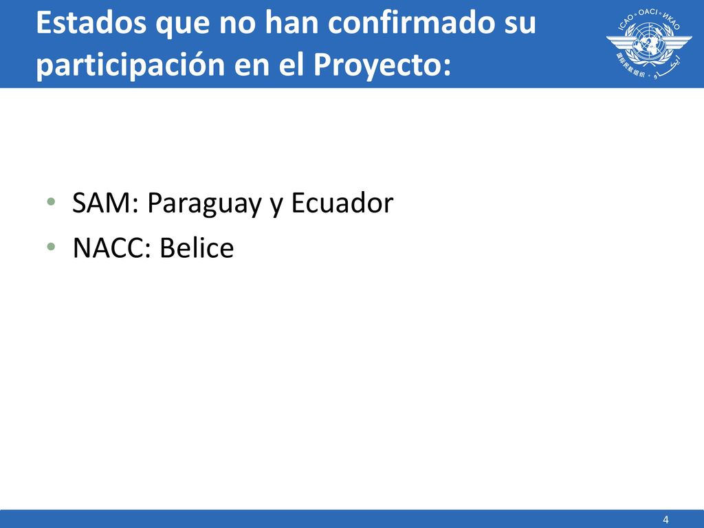 Estados que no han confirmado su participación en el Proyecto:
