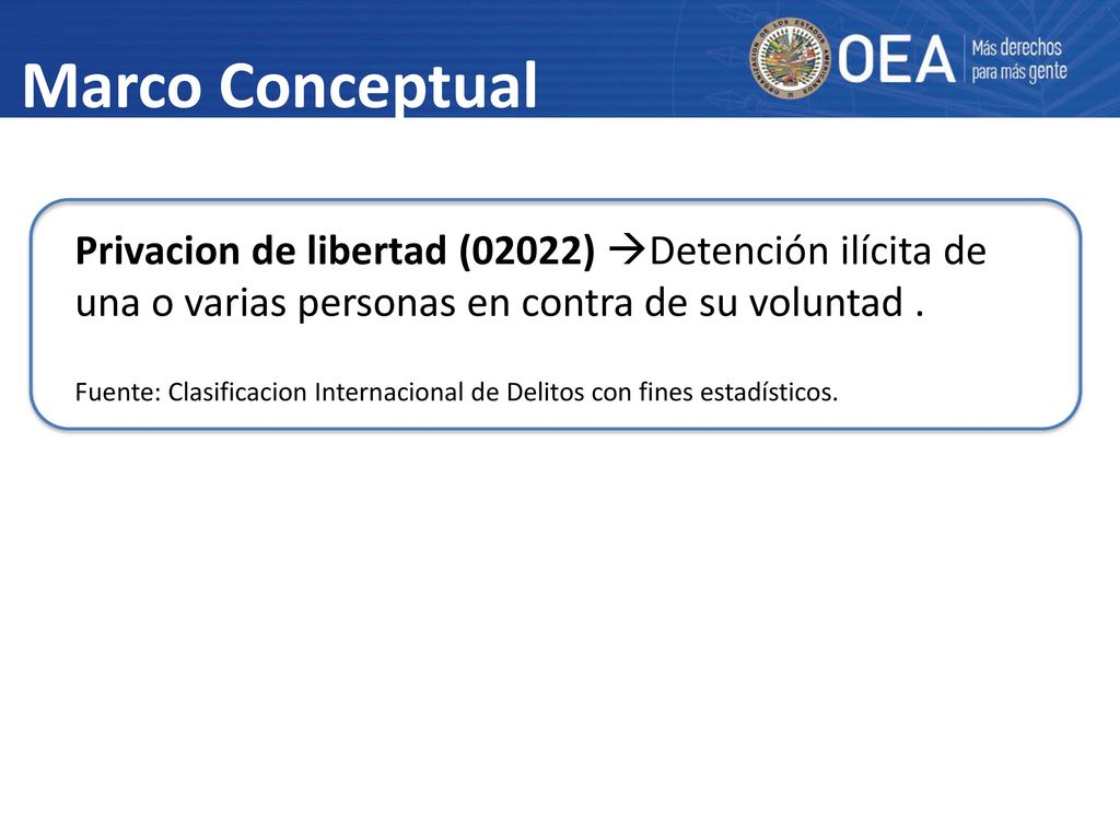 Marco Conceptual Privacion de libertad (02022) Detención ilícita de una o varias personas en contra de su voluntad .
