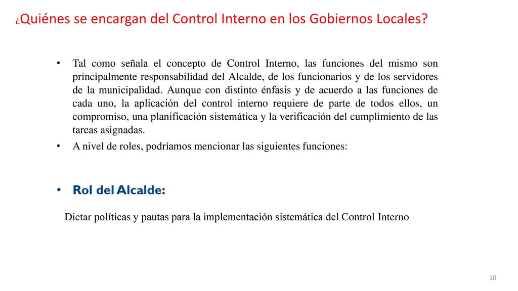 ¿Quiénes se encargan del Control Interno en los Gobiernos Locales