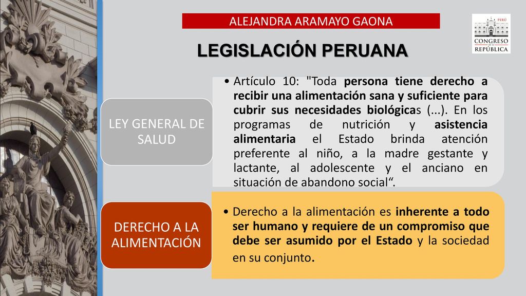 LEGISLACIÓN PERUANA LEY GENERAL DE SALUD DERECHO A LA ALIMENTACIÓN