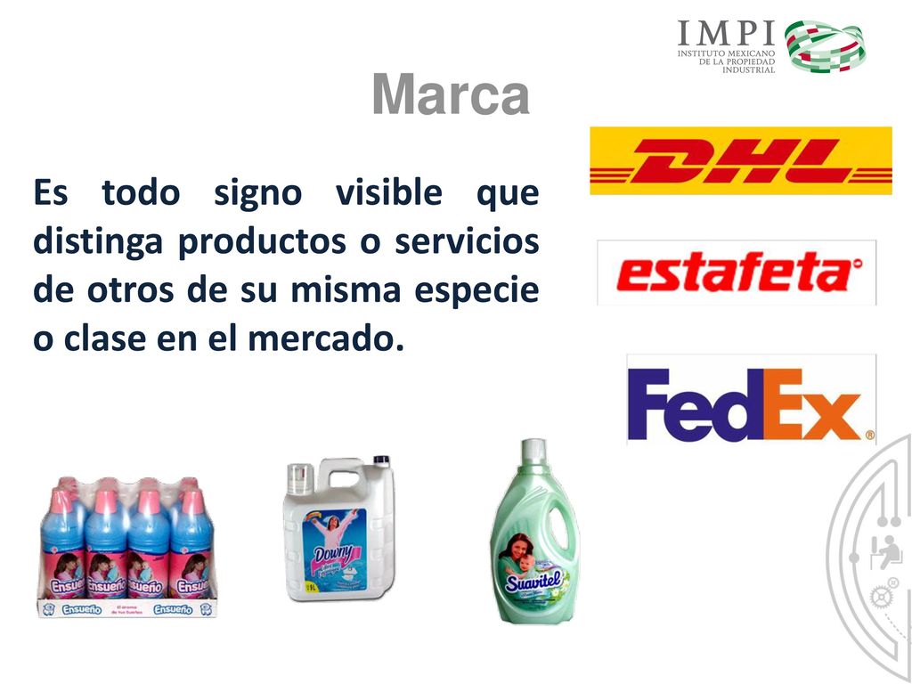 Marca Es todo signo visible que distinga productos o servicios de otros de su misma especie o clase en el mercado.